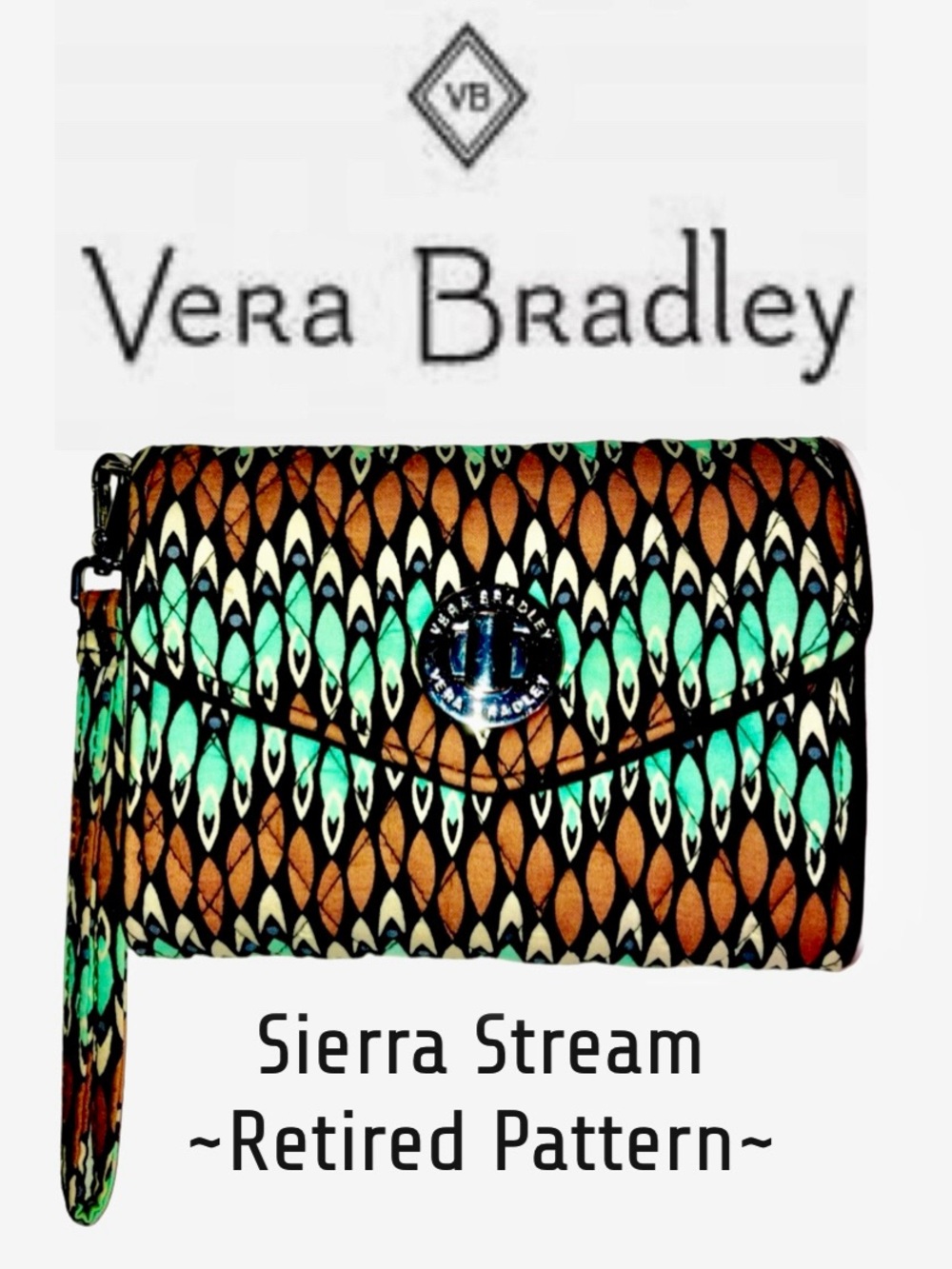 Vera Bradley Your Turn Smartphone Wristlet Sierra Stream Clutch Retired Pattern